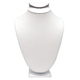 White Leatherette Jewelry Necklace / Ring / Earring Combination Bust, 7-1/2" Tall