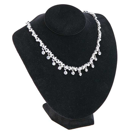 Black Velvet Wide Jewelry Necklace Display Bust, 8" Tall