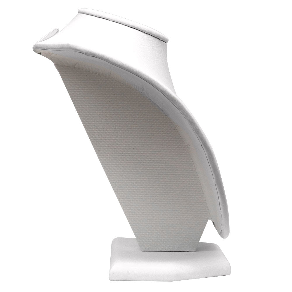 White Leatherette Wide Jewelry Necklace Display Bust, 8" Tall