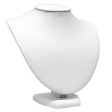 White Leatherette Wide Jewelry Necklace Display Bust, 8" Tall
