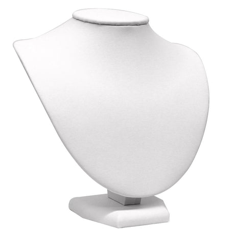 White Leatherette Wide Jewelry Necklace Display Bust, 8" Tall