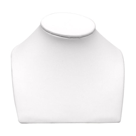 White Leatherette Low-Profile Jewelry Necklace Bust, 5" Tall
