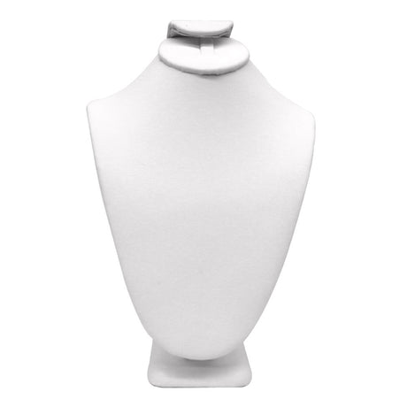 White Leatherette Jewelry Necklace / Ring / Earring Combination Bust