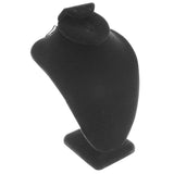 Black Velvet Necklace Bust Display, 6-1/4" Tall – Holds Necklace, Ring & Earrings