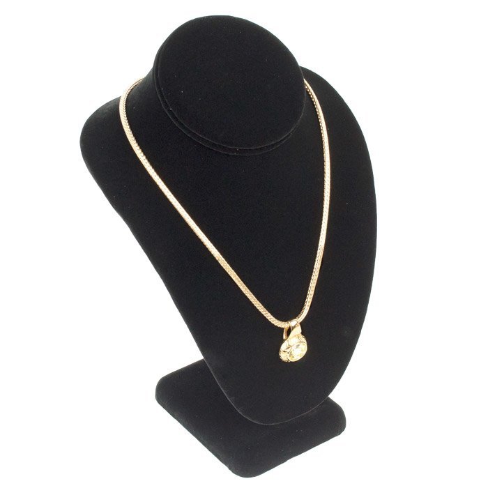 Black Velvet Jewelry Necklace Display Bust, 10" Tall