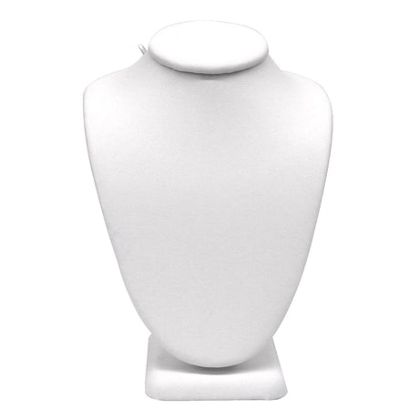 White Leatherette Jewelry Necklace Display Bust, 10" Tall