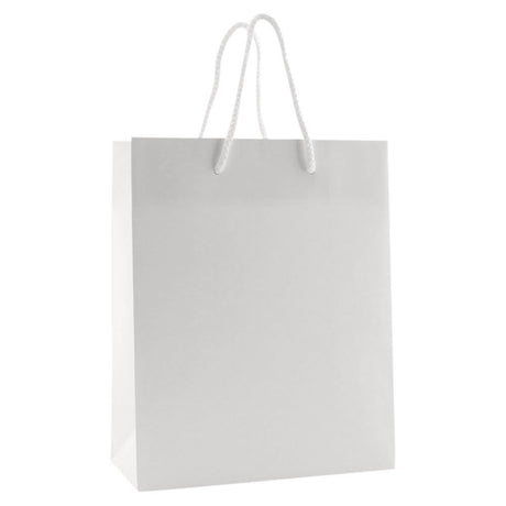8&quot; x 4&quot; x 10&quot; Matte White Paper Eurotote Shopping Bags