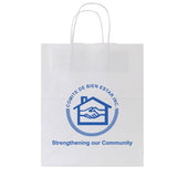 Personalized White Kraft Shopping Bags With Handles