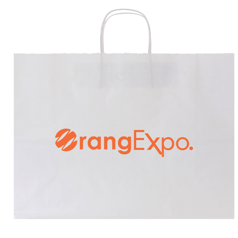 Custom Printed White Kraft Gift Shopping Bags