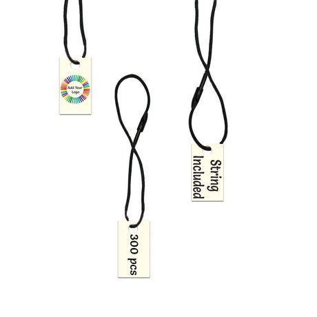 Ivory Custom Hang Tag Rectangle - 1" x 1/2" (300 pcs)
