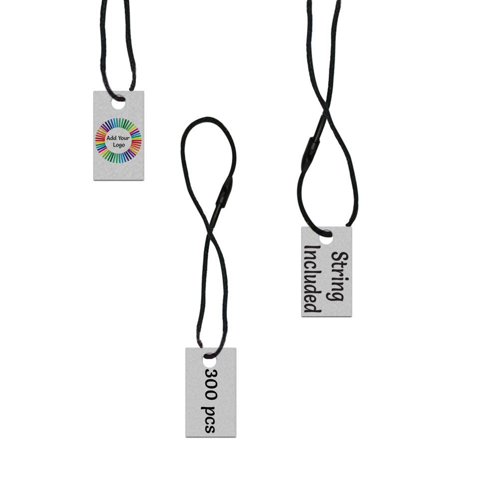 Smoke Grey Custom Hang Tag Rectangle - 1" x 1/2" (325 pcs)