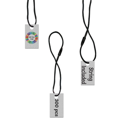 Smoke Grey Custom Hang Tag Rectangle - 1" x 1/2" (325 pcs)