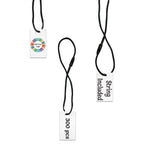 Shimmer White Custom Hang Tag Rectangle - 1" x 1/2" (300 pcs)