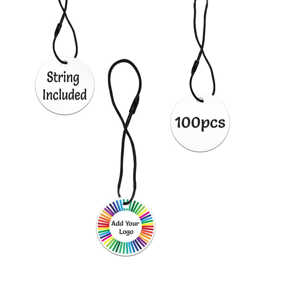 Matte White Custom Hang Tag - Circle - 1" dia.