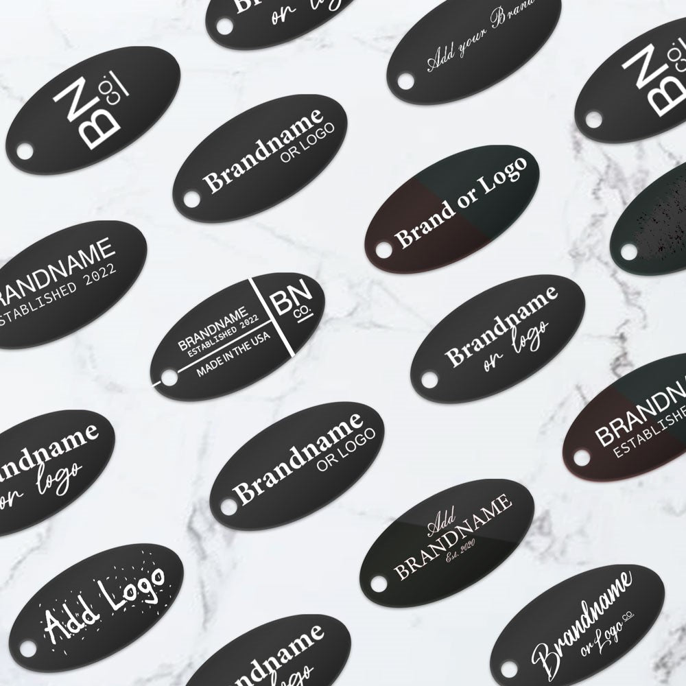 Matte Black Custom Hang Tag - Oval - 1" x 2" (100 pcs)