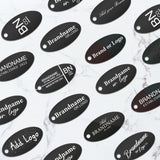 Matte Black Custom Hang Tag - Oval - 1" x 2" (100 pcs)