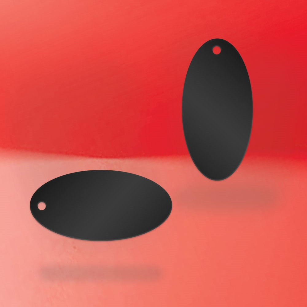 Matte Black Custom Hang Tag - Oval - 1" x 2" (100 pcs)