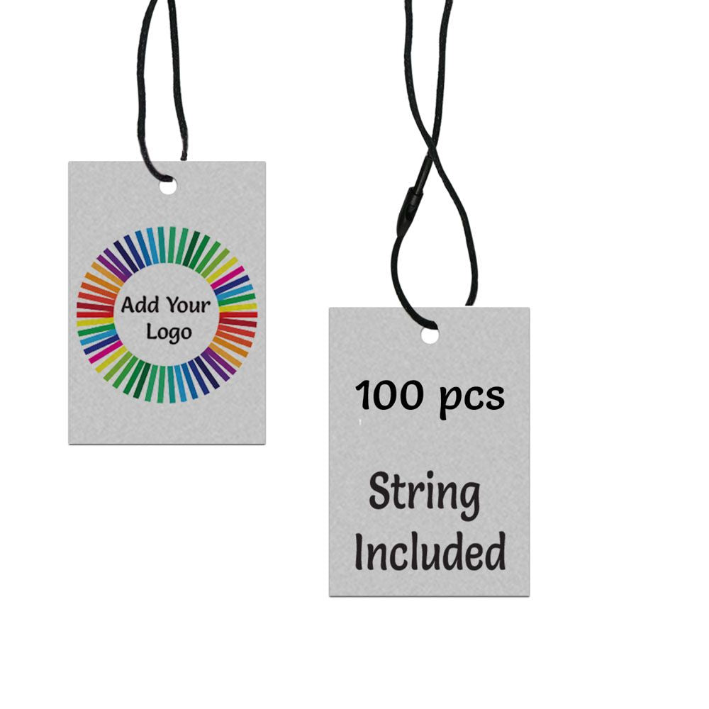 Smoke Grey Custom Hang Tag Rectangle - 1" x 2" (90 pcs)