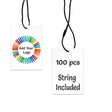 Matte White Custom Hang Tag Rectangle - 1" x 2" (100 pcs)