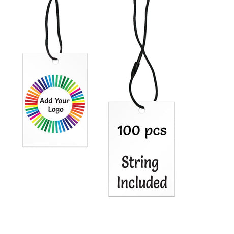 Matte White Custom Hang Tag Rectangle - 1" x 2" (100 pcs)