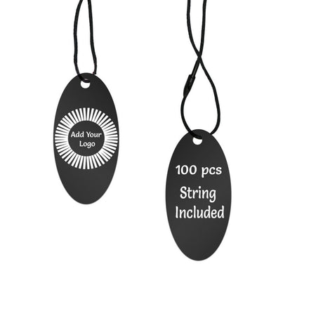 Matte Black Custom Hang Tag - Oval - 1" x 2" (100 pcs)