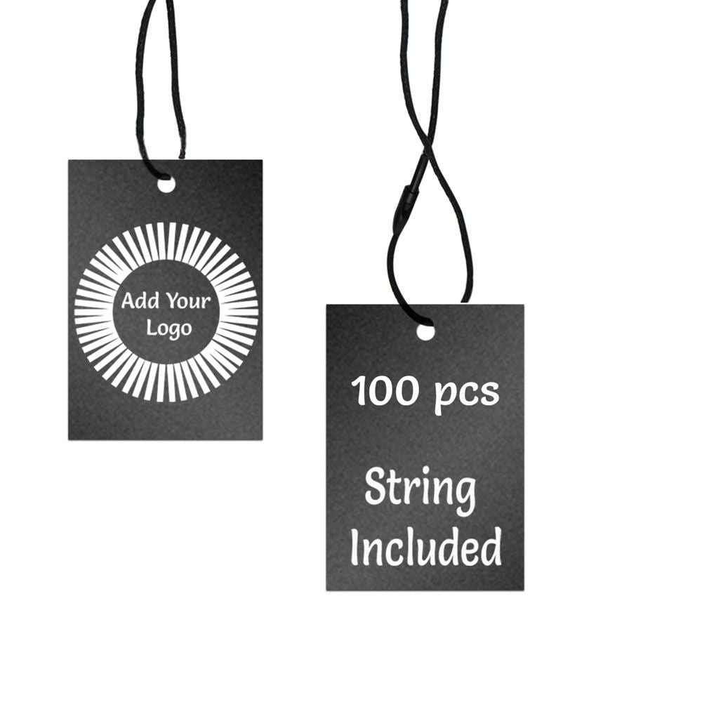 Black Custom Printed Clothing Hang Tags - String Included