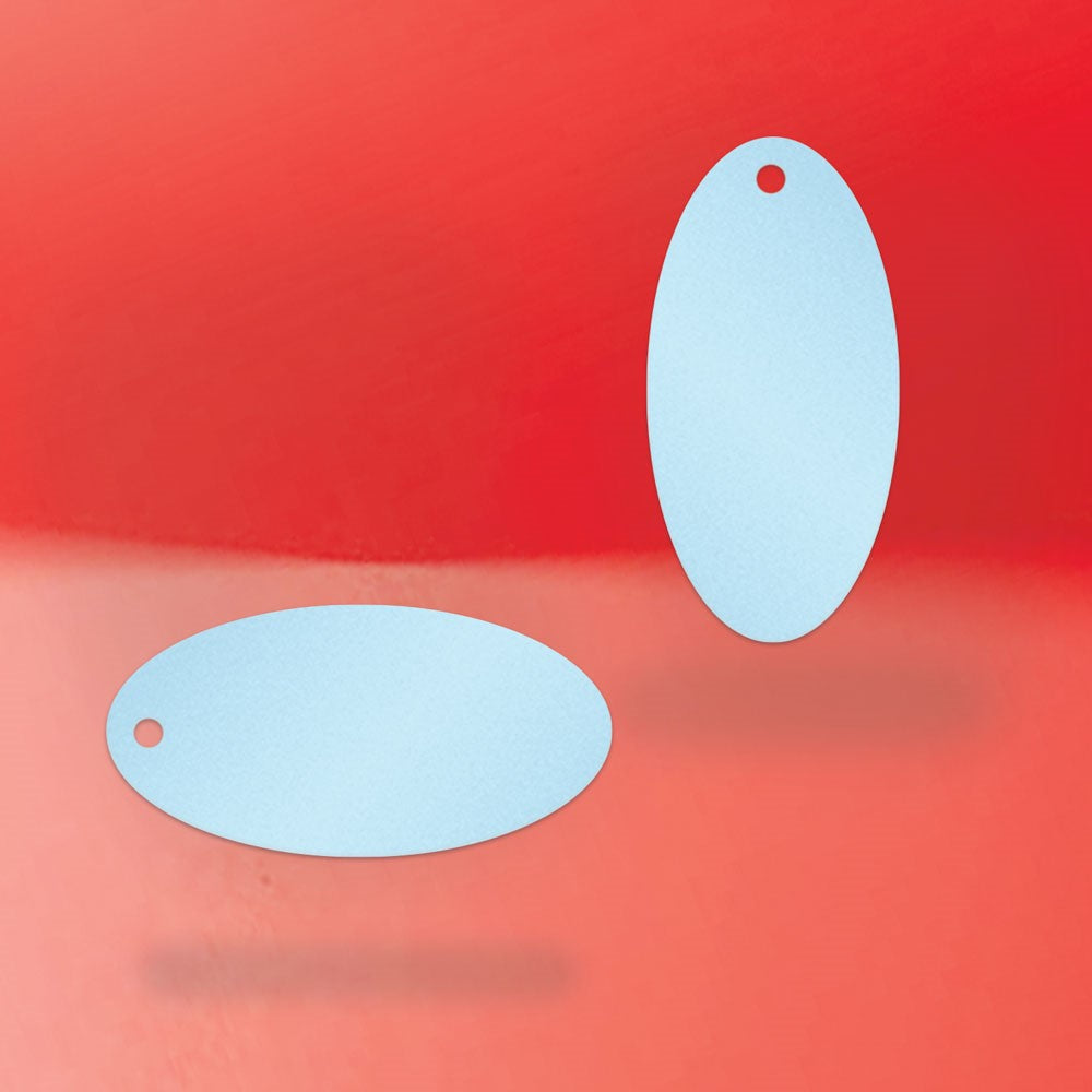 Shimmer Blue Custom Hang Tag - Oval - 1" x 2" (100 pcs)