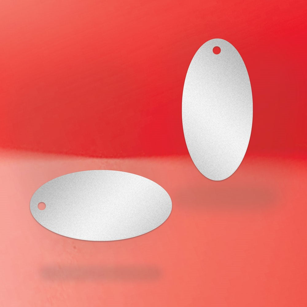 Shimmer Silver Custom Hang Tag - Oval - 1" x 2" (100 pcs)
