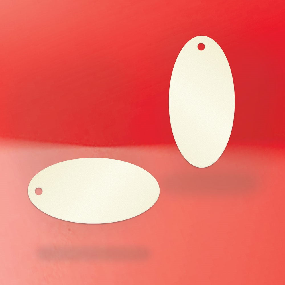 Shimmer White Gold Custom Hang Tag - Oval - 1" x 2" (90 pcs)