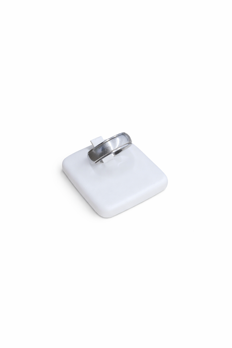 White Leatherette Square Base Ring Clip Display