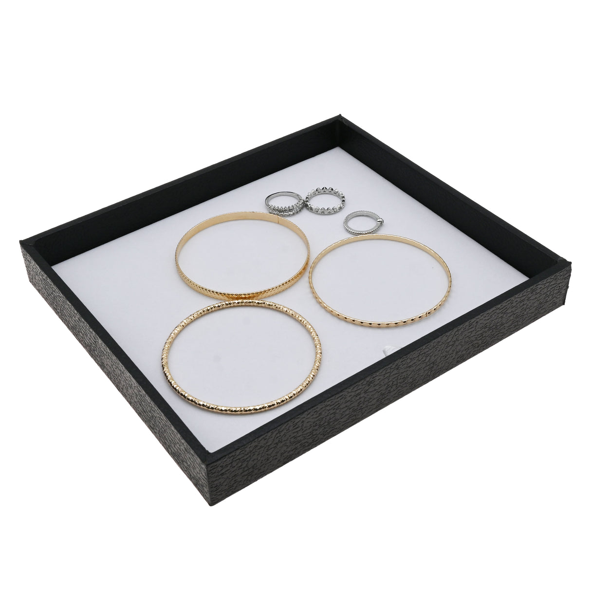Black Leatherette Half Size Jewelry Display Tray, 1" Tall
