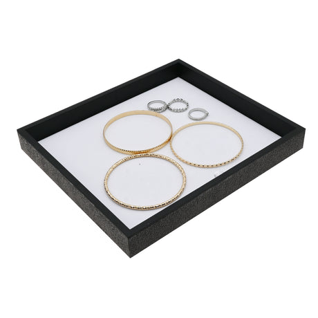 Black Stackable Plastic Tray-Half Size-1"