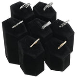 Black Velvet 7 Piece Jewelry Ring Display Riser Set