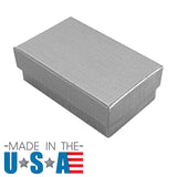 Silver Linen Pattern Paper Cotton Filled Jewelry Gift Boxes #21