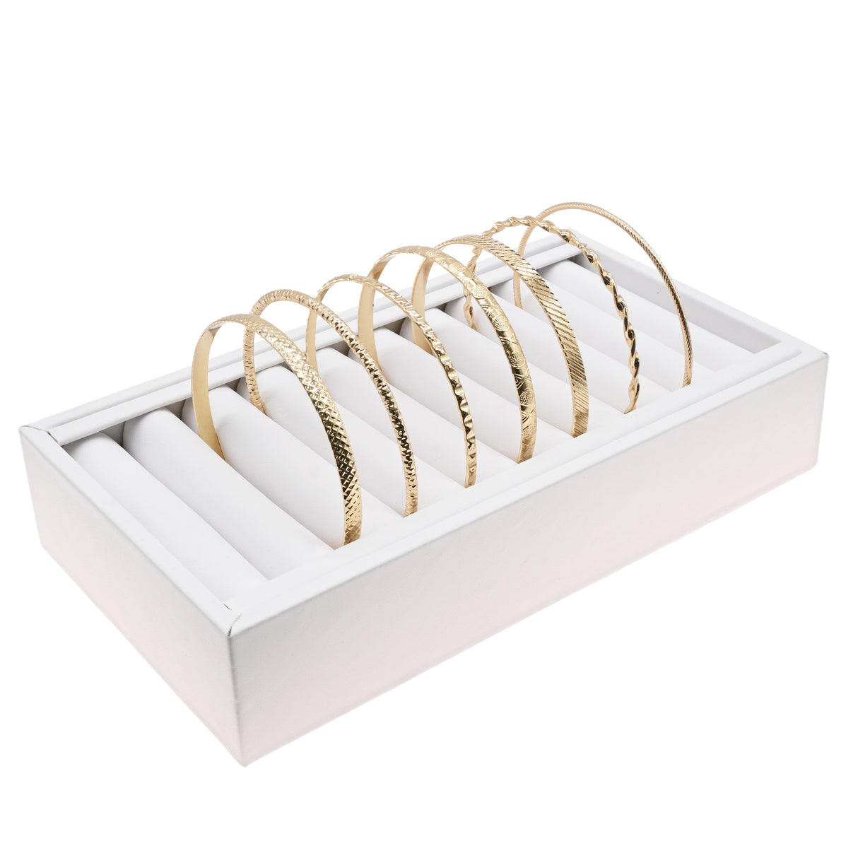 White Leatherette 9 Slot Jewelry Bangle Display Tray