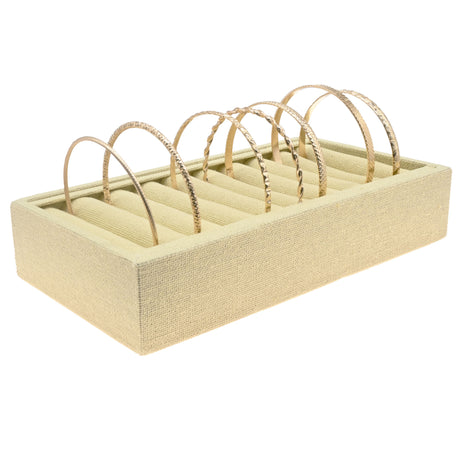 Tan Linen 9 Slot Jewelry Bangle Display Tray