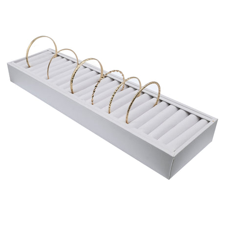 White Leatherette 21 Slot Jewelry Bangle Display Tray