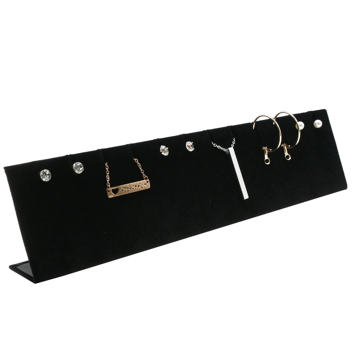 Long Black Velvet Jewelry Earring / Pendant Display Stand, Holds 6 Pairs