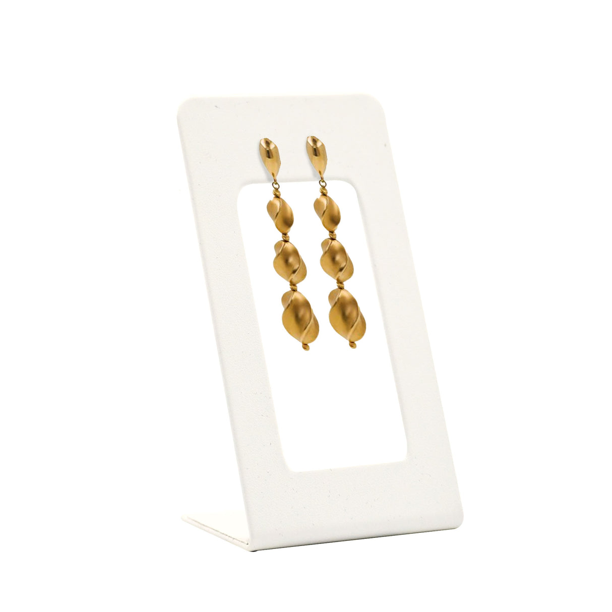 White Leatherette Earring Display Stand - 4" Tall