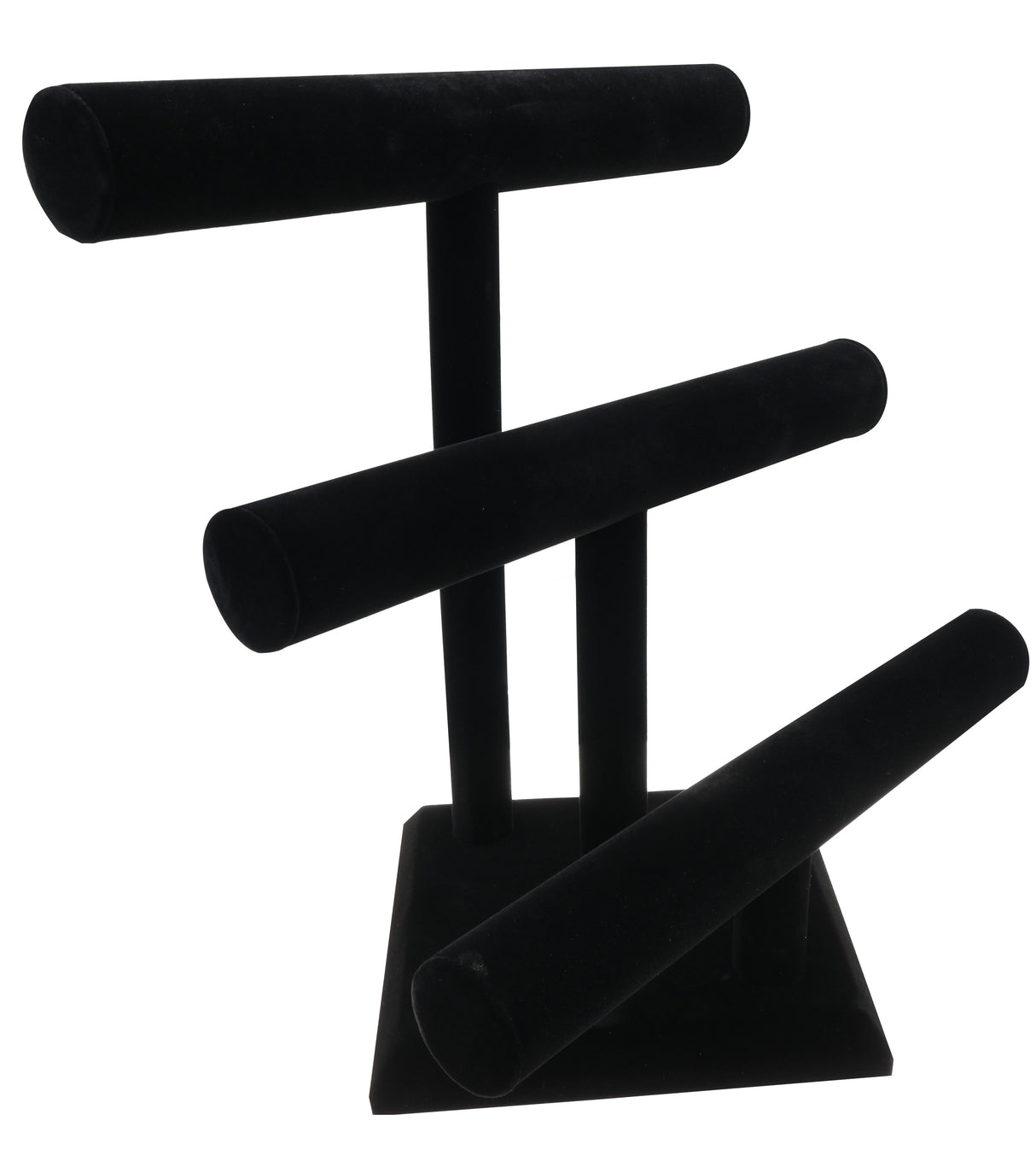 Black Velvet 3-Tier T-Bar Stand for Bracelets, Watches & Bangles