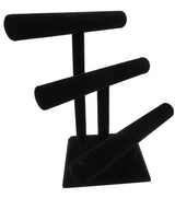 Black Velvet 3-Tier T-Bar Stand for Bracelets, Watches & Bangles