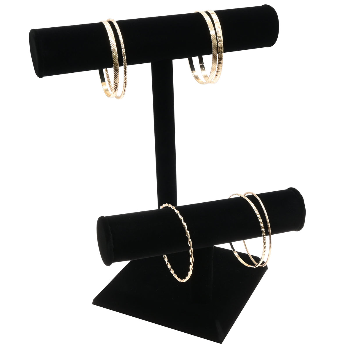 Black Velvet 2-Tier Jewelry T-Bar Display Stand