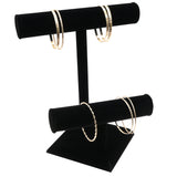 Black Velvet 2-Tier Jewelry T-Bar Display Stand