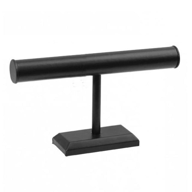 Black Leatherette Long Jewelry Bracelet / Watch / Bangle T Bar