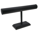 Black Leatherette 12" Long T Bar Display Stand - 7" Tall