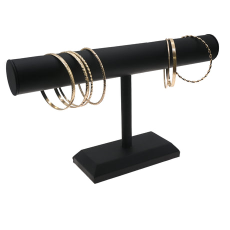 Black Leatherette 12" Long T Bar Display Stand - 7" Tall