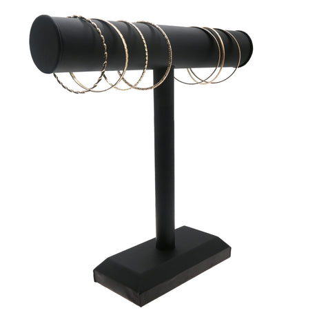 Black Leatherette Jewelry T Bar Display Stand - 12" x 12" Tall