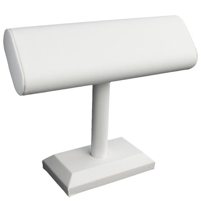 White Leatherette Oval Bracelet / Watch T-Bar