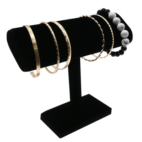 Black Velvet Oval Jewelry Bracelet / Watch T-Bar Stand