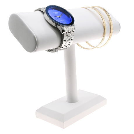 White Leatherette Oval Bracelet / Watch T-Bar